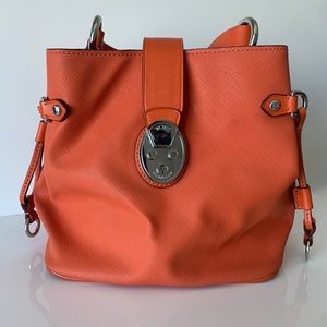 Tumi Orange Saffiano Leather Satchel